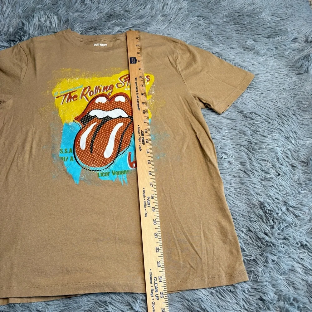 Old Navy Tshirt Mens Small The Rolling Stones Music Tongue Tan Short Sleeve